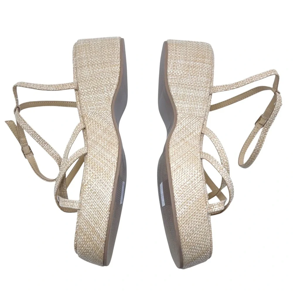 Abercrombie & Fitch Women's Platform Sandal Heels Woven Strappy‎ Sz 8.5 EUC